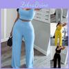 Slim Sling Sexy Ladies Pants Navel Exposed Tube Top Flared Legs Pants Set For Daily Life