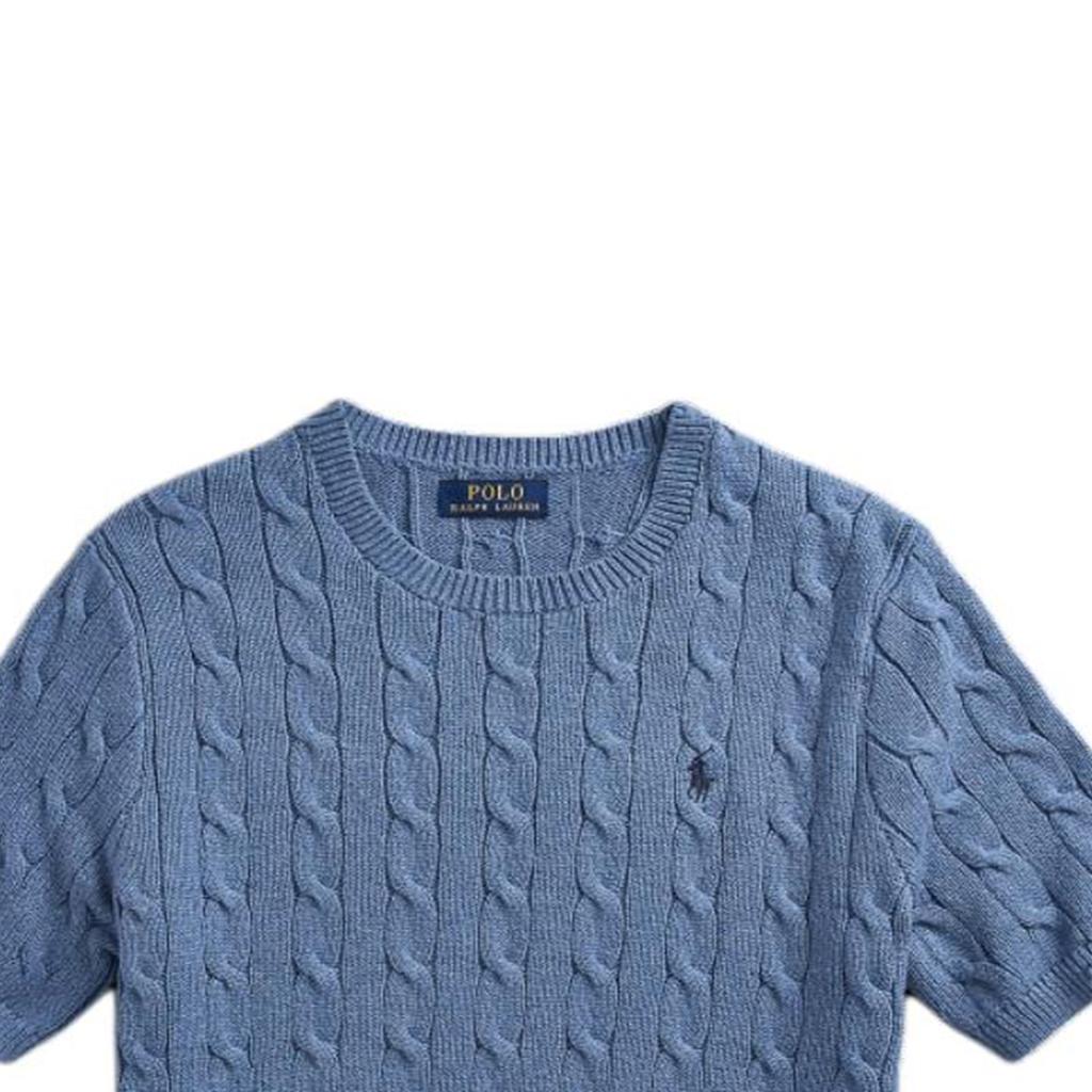 Polo Ralph Lauren FW24 Solid Color Small Pony Embroidered Crew Neck Short Sleeve Knit Shirt Men Tops Light-Blue MNPOSWE1N820029-400