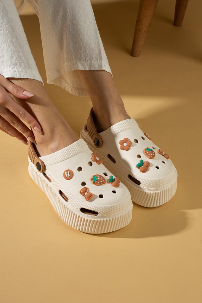 High Sole Jibbitz Eva Comfort Women's Sandals DNZ224-24BeigeMink