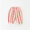 Baby Spring Pants Boy and Girls Baby High Waist Colorful Striped Casual Pants for Children Trouse
