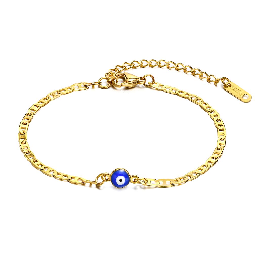 Damen Türkei Böser Blick Armband Edelstahl Silber Farbe Kette Mode Blaues Auge Amulett Schmuck