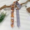 Soft Twill Satined Flower Pattern Neck Scarf Elegant Long Scarf Bag and Hair Tie for Stylish Women Daily Wear