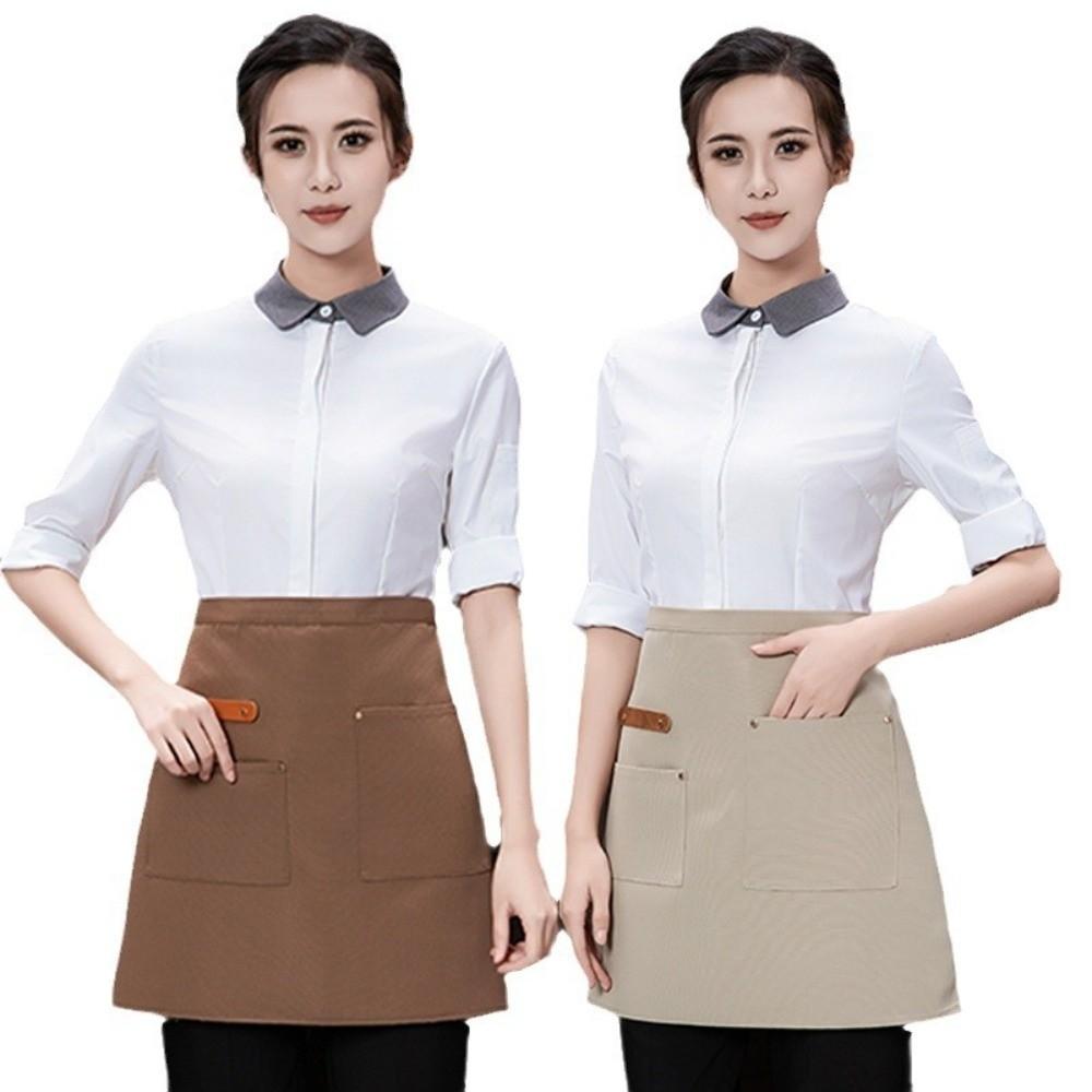 Solid Color Waitress Apron Canvas Working Clothes New Half Apron  Restaurant Use