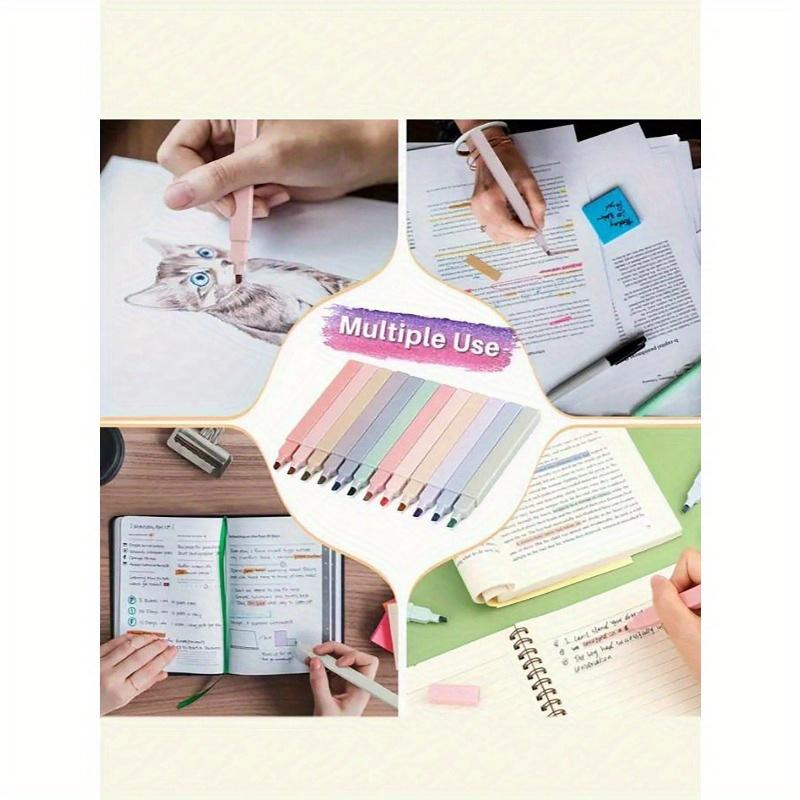 Morandi Estetické Čtvercové Zvýrazňovače Pera, Mírný Měkký Zkosený Hrot Zvýrazňovače Pastelové Zvýrazňovače Neprosakují, Rychleschnoucí Pro Zapisování Poznámek