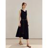 INMAN Black Sleeveless Drape Neck Dress
