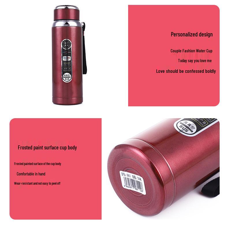 316 Stainless Steel Large Capacity Outdoor Sports Thermos Cup with Portable Lanyard