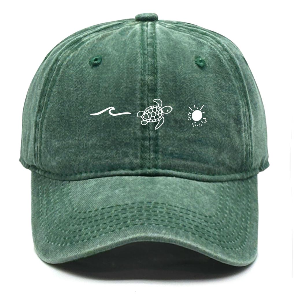 Waves Turtle Sun Print Unisex Snapback Baseball Hat Sports Hat All-season Adjustable Baseball Cap Perfect For Street Wear