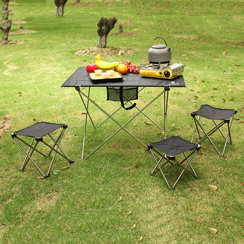 Lightweight Portable Footstool Aluminum Alloy Camping Beach Folding Fishing Outdoor Chair with Storage Bag
