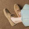 Fashion 2025 New Spring Genuine Leather Women Shoes Round Toe Women Flats Shoes for Women Retro Lace Up Loafers Fashion Ladies Shoes