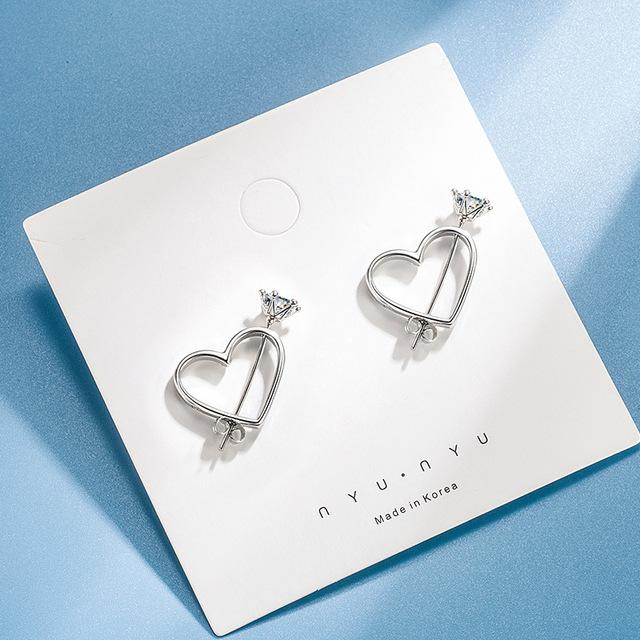 

ANENJERY модные серьги с вырезом в виде сердца для женщин, ювелирные изделия, серебряные серьги, помолвка, свадебные подарки для пары белый