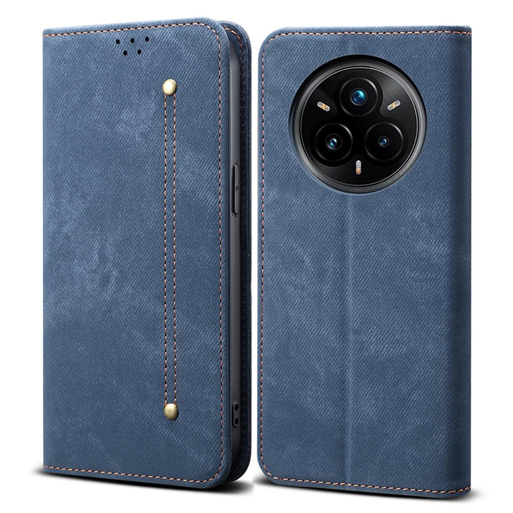 For Realme 14 Pro+ 5G Case Jeans Cloth Texture Anti-Scratch Leather Stand Phone Cover