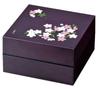 Showa Uno Chiyo Hors with Akebono Cherry Blossom Purple "Jubako" D'oeuvre Box, Two-Tier, 18cm, Divider, Design,