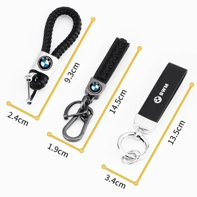 For BMW E36 E46 E90 E60 E39 F30 F10 F20 X5 E70 E53 G30 E91 E92 E93 Metal Leather Car Keychain Key Ring Decor Car Accessories