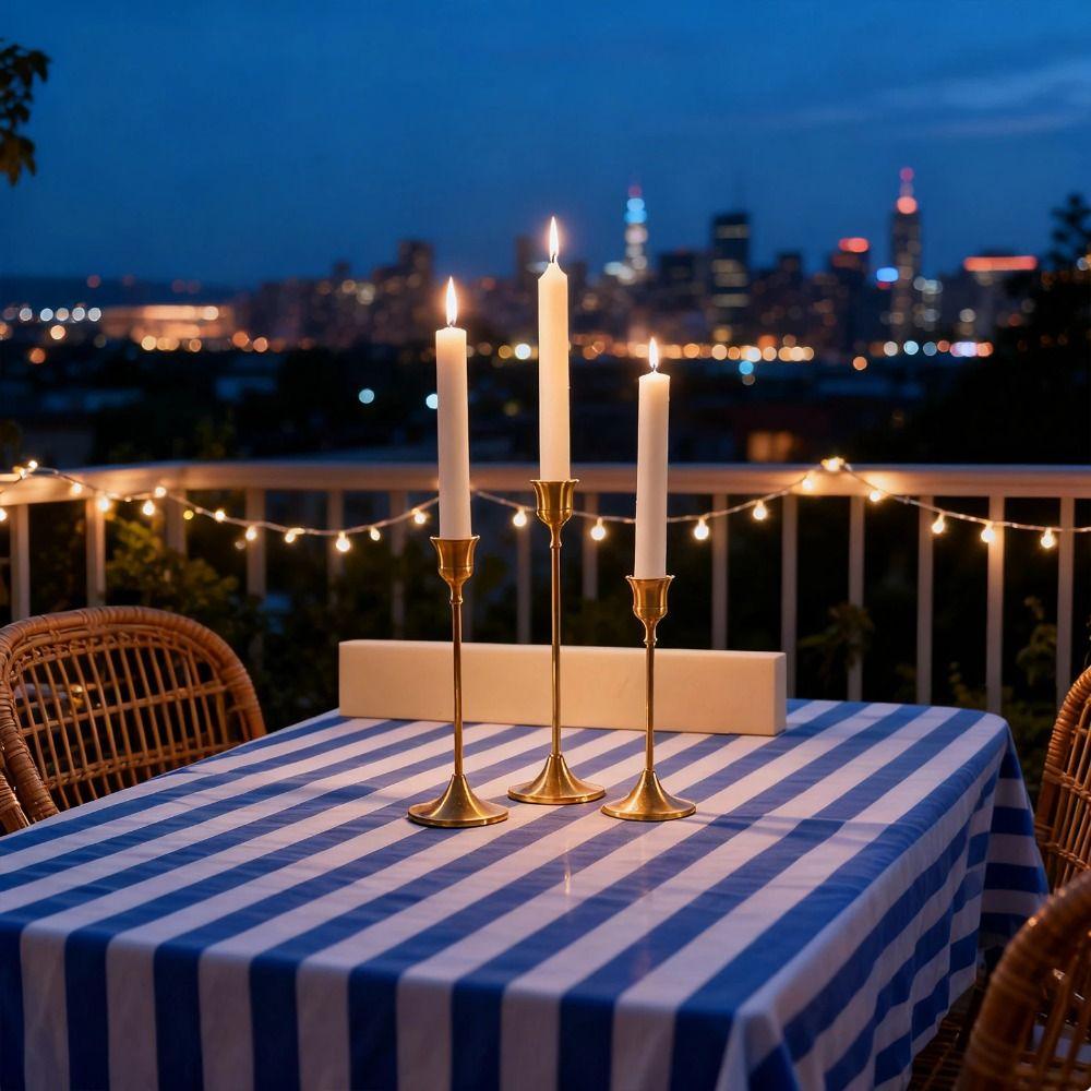 3Pcs Exquisite Metal Romantic Candle Stand Gold Plated Tabletop Candle Holder Hotel Decor