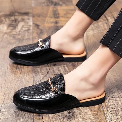 Summer Luxury Leather Mule Masculino Loafers Slippers for Male White Soft Half Shoes for Men Casual Shoes Slip On Flats Mules