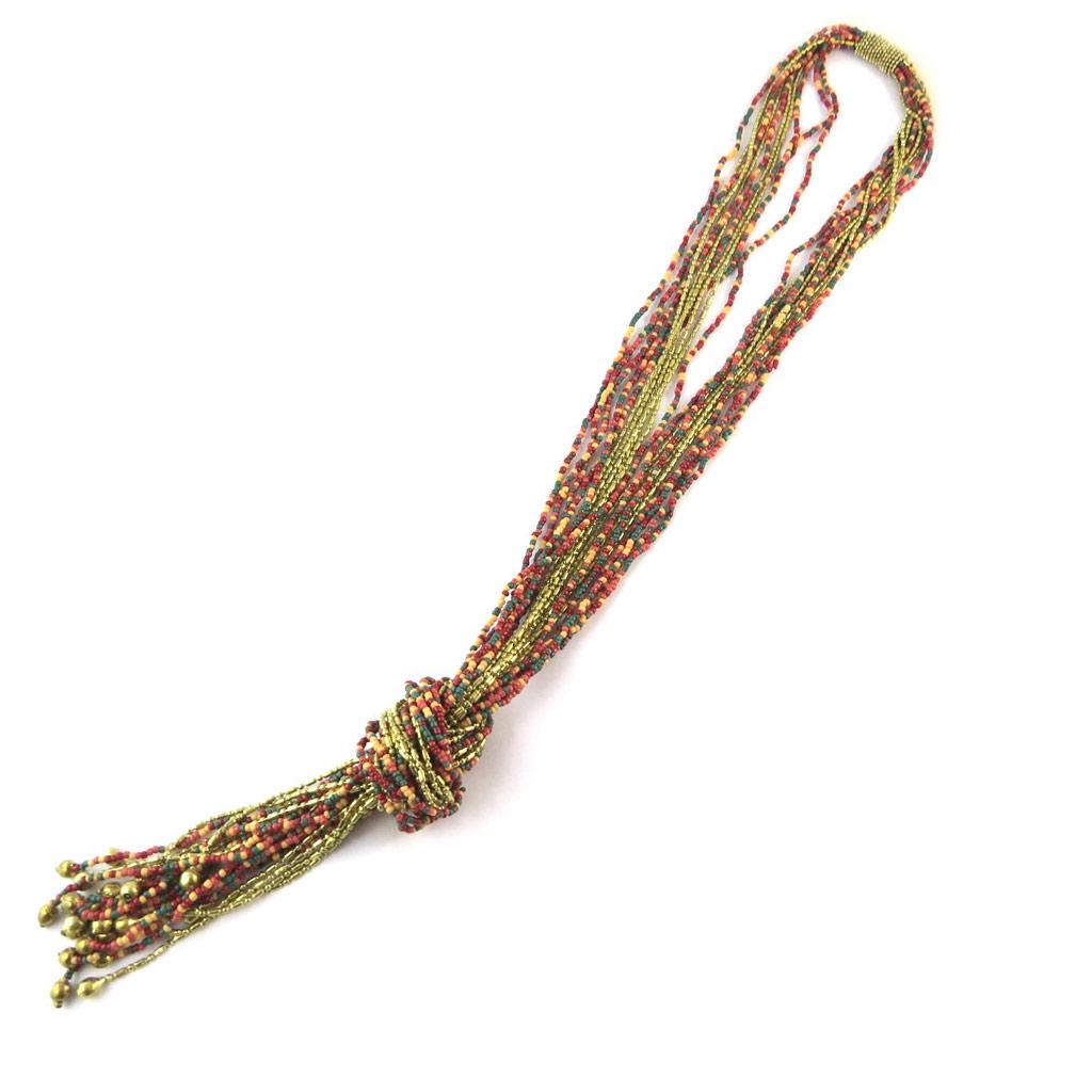 Les Trésors De Lily [N8808] - Long Necklace 'Kilimanjaro' Red Green Gold