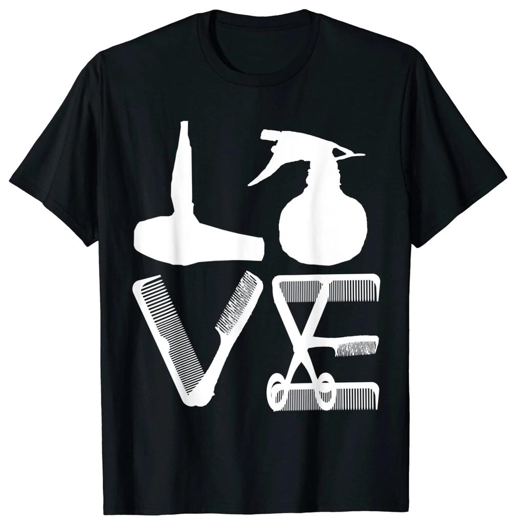 Hairdresser Love Hairdryer Scissors Barber Hair Brush T-Shirt. Premium Cotton Short Sleeve O-Neck Mens T Shirt New S-3XL