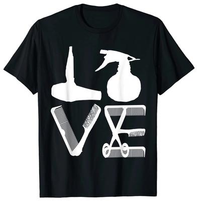 Hairdresser Love Hairdryer Scissors Barber Hair Brush T-Shirt. Premium Cotton Short Sleeve O-Neck Mens T Shirt New S-3XL