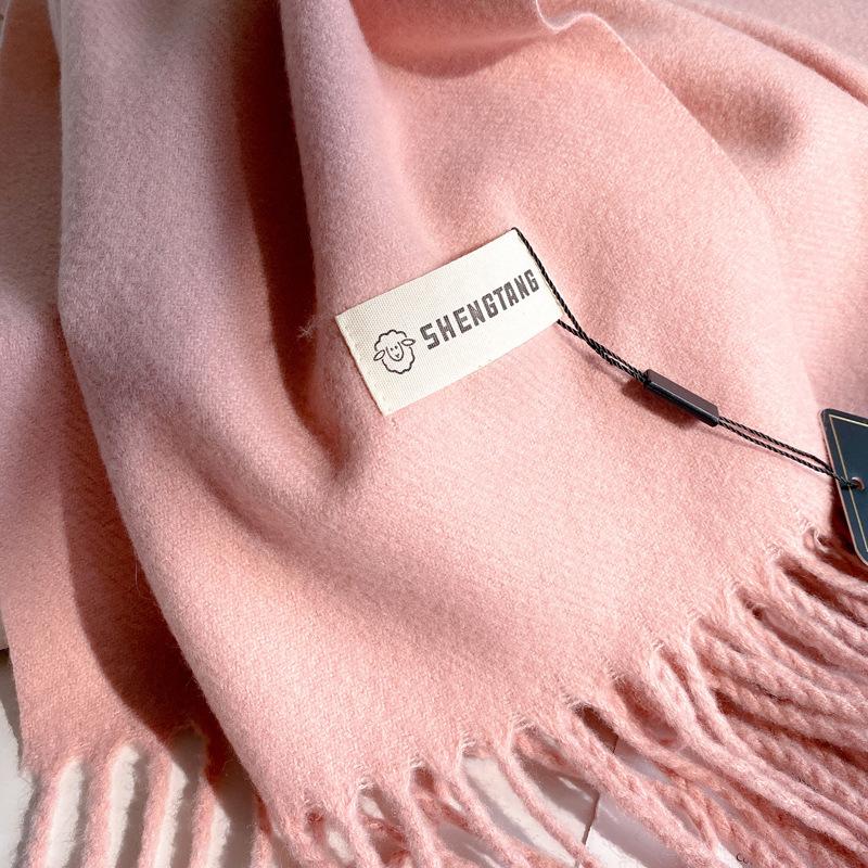 Luxury Winter Solid Color Women Wool Scarf Warm Thicken Cashmere Shawl Wraps Fashion Tassel Pashmina Outdoor Windproof Scarves