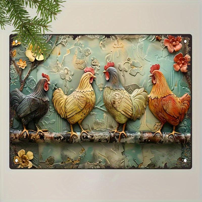 2d Flat 30*20cm, Vintage Rooster Wooden Sign, Versatile Indoor, Outdoor Decor for Living Room, Bedroom, Christmas and Winter Celebrations.