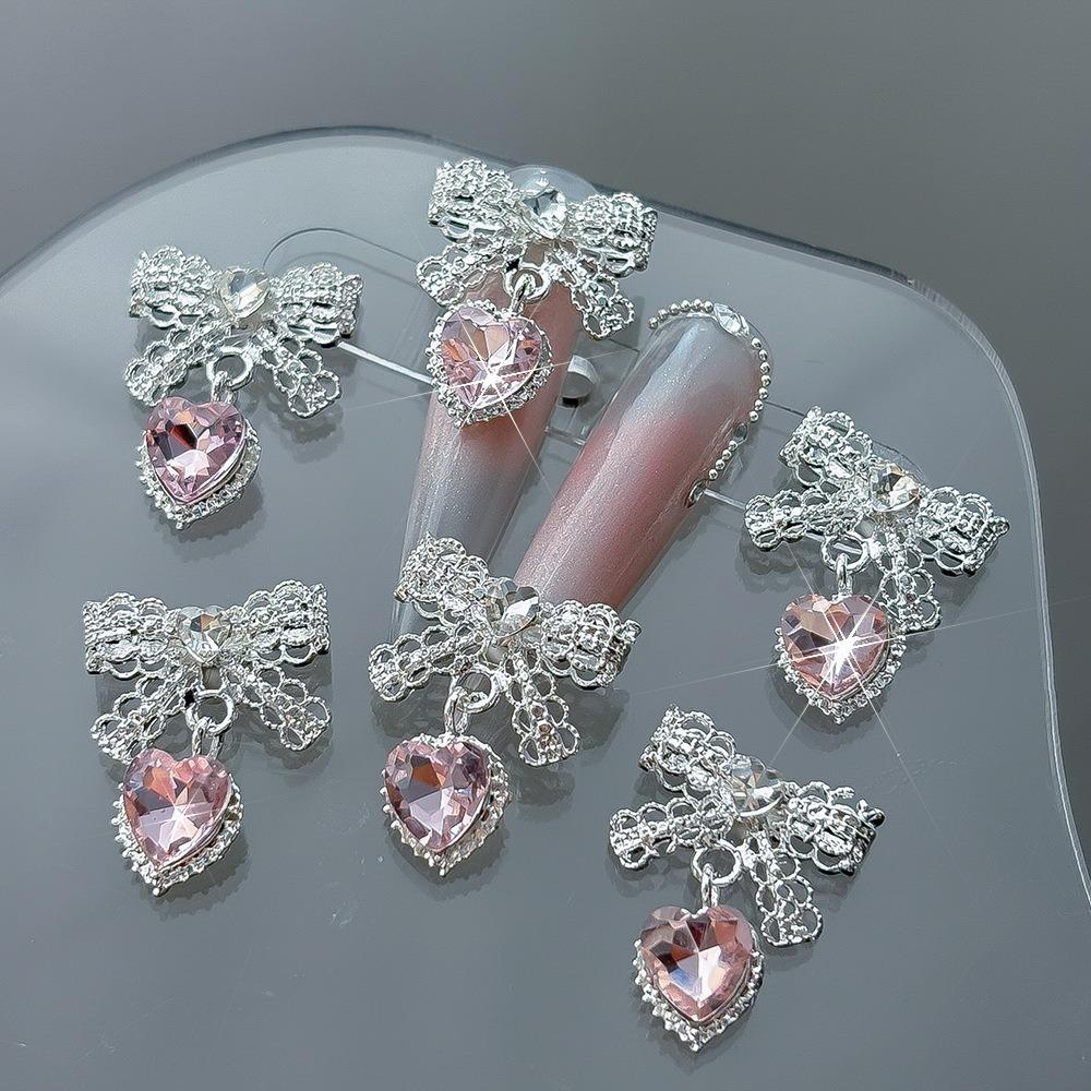 5Pcs Lace Bow Nail Charms Rhinestonesl Bow Pendant Nail Decor Cute Nail Decor  DIY Nails