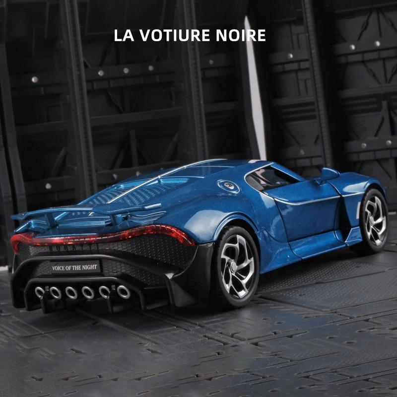 

1:24 Bugatti Voice Of The Night Car Model Diecasts Toy Vehicles Metal High Simulation Sound and Light Collection kids Gift синий