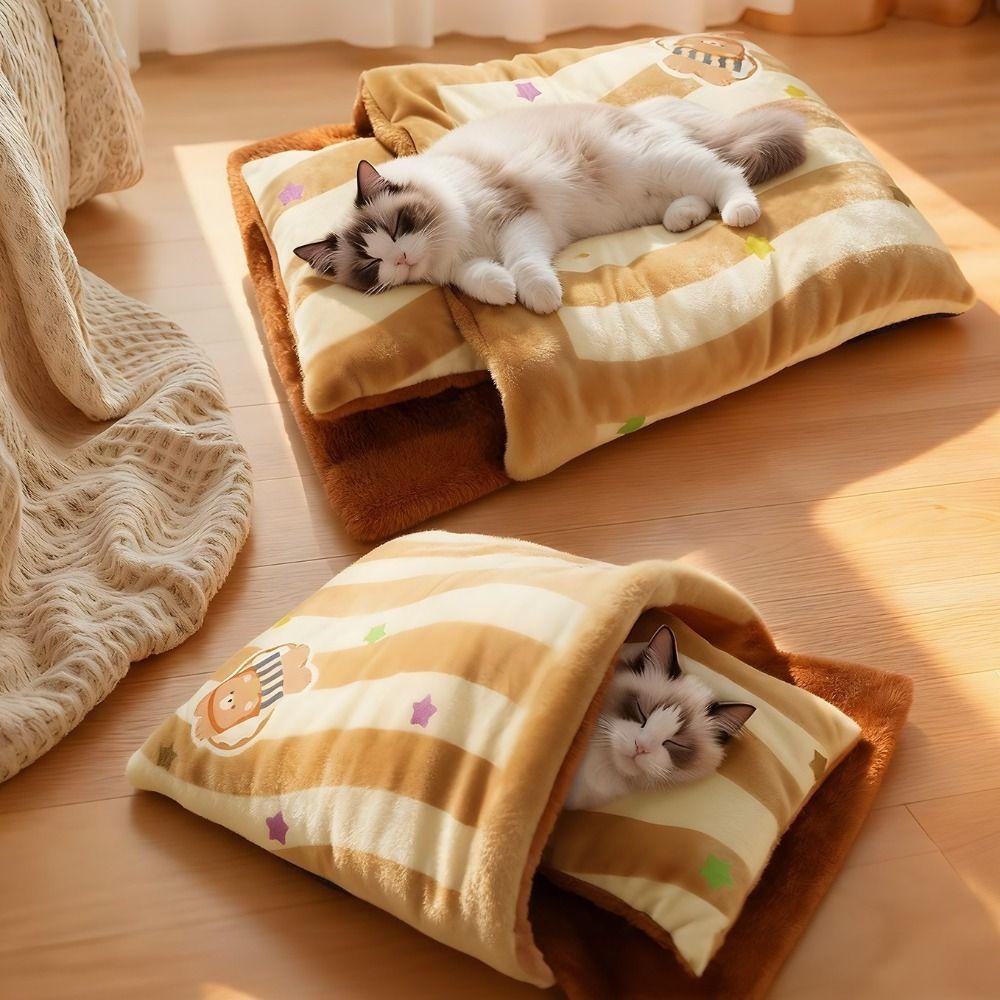Semi-Enclosed Cat Nest Bed Warm Pet Tunnel Bag Cat Sleeping Bed Cat Cave Bed  Winter