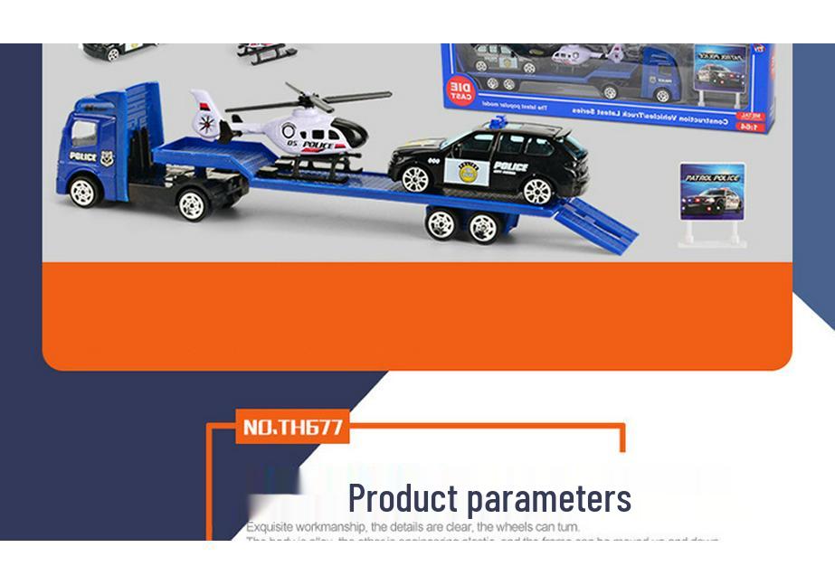 Children's Mini Alloy Inertial Car Set with Sliding Trailer Models