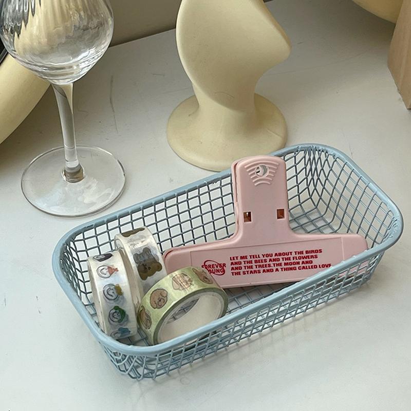 Metal Storage Basket Desktop Sundries Organizer Make Up Sorting Holder Stationerry Pocards Case Office Home Supplies