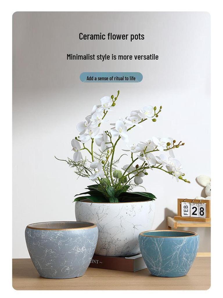 Nordic Style Extra-Large Ceramic Flower Pot for Indoor and Outdoor Use - Ideal for Money Tree & Pothos Creative Bonsai