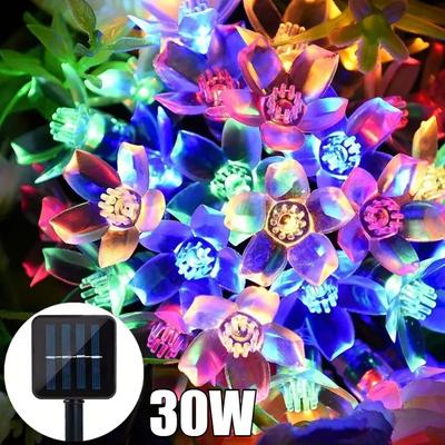 Cherry Solar String Lights 50LEDS Waterproof Solar Powered Fairy Lights 8 Modes Decorative Lights for Patio Fence Wedding