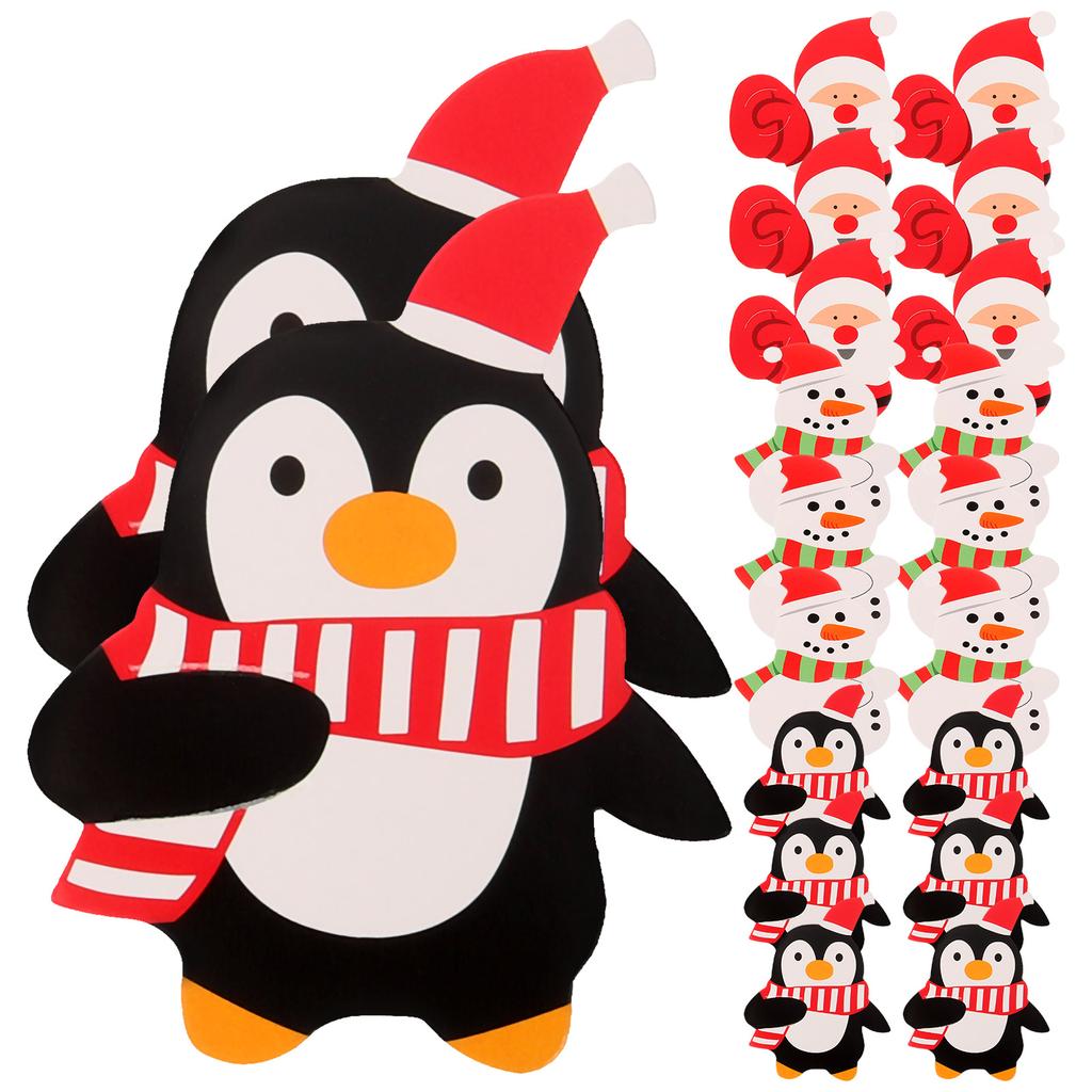 150 Stück Weihnachtsdekorationskarte Süßigkeitenhalter Lutscher Papierkarten Weihnachtsmann Pinguin Süßigkeiten Geschenkpapier Etiketten