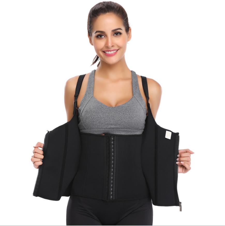 New Women Workout Bodyshaper Tummy Control Waist Trimmer Compression Custom Logo Double Belt Neoprene Waist Trainer Vest S розовый