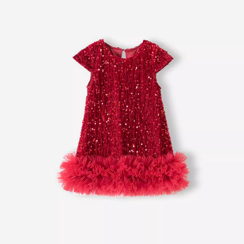 Pailletten Mädchenkleid Kinder Flauschig Geburtstag Formell Abschlussballkleider Abendkleid für Sommer Prinzessin Mädchen Kostüme