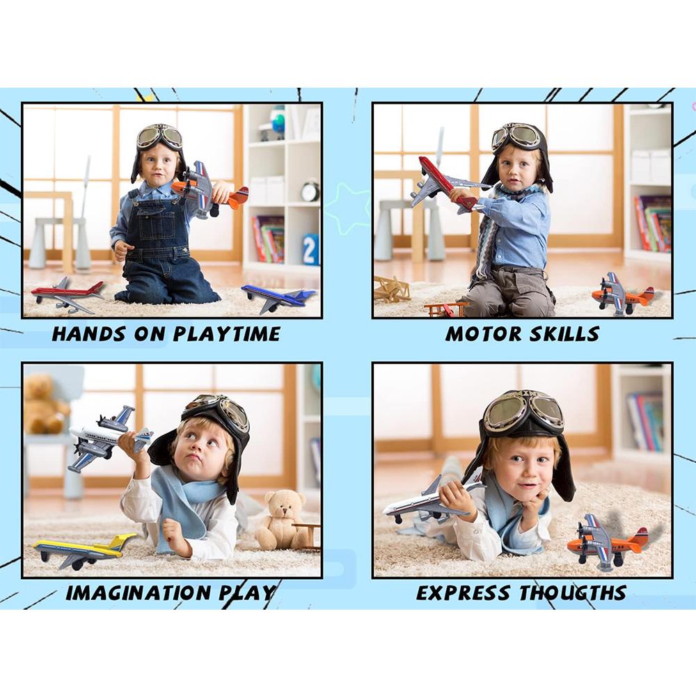 Toy Airplane 6 Pack Mini Diecast Airplanes,Aircraft Plane Playset Includes Glider Planes,Airlines Plane Toys for Birthday Party Favor Toys for Kids