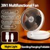 Foldable Wall-Mounted Fan Portable Desktop Fan With LED Light USB Rechargeable Portable Air Circulation Fan 4 Gears Adjustment