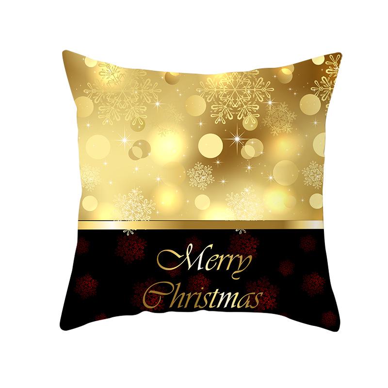 Golden Christmas Peach Velvet Cushion Cover New Digital Printed Square Cushion Cover Cushion Cover