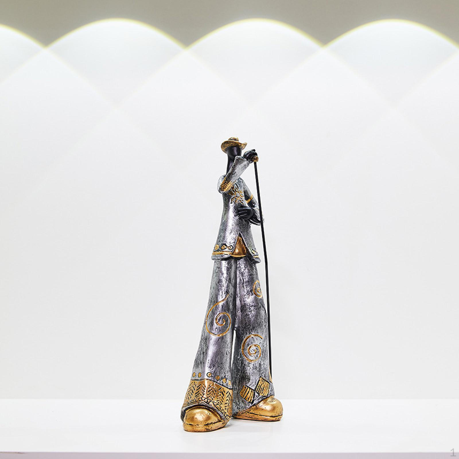 

Статуя музыканта, скульптура из смолы, подарок на день рождения, общежитие, ремесла, настольная фигура, музыкальное художественное украшение Mic 14x7x28cm