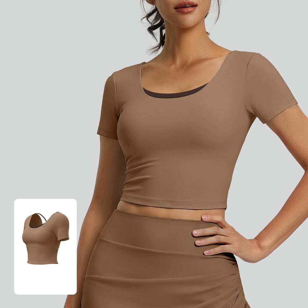 2026 New Summer Breathable Yoga Wear Tops Women Outdoor Running Sports Fitness Wear Short Sleeves