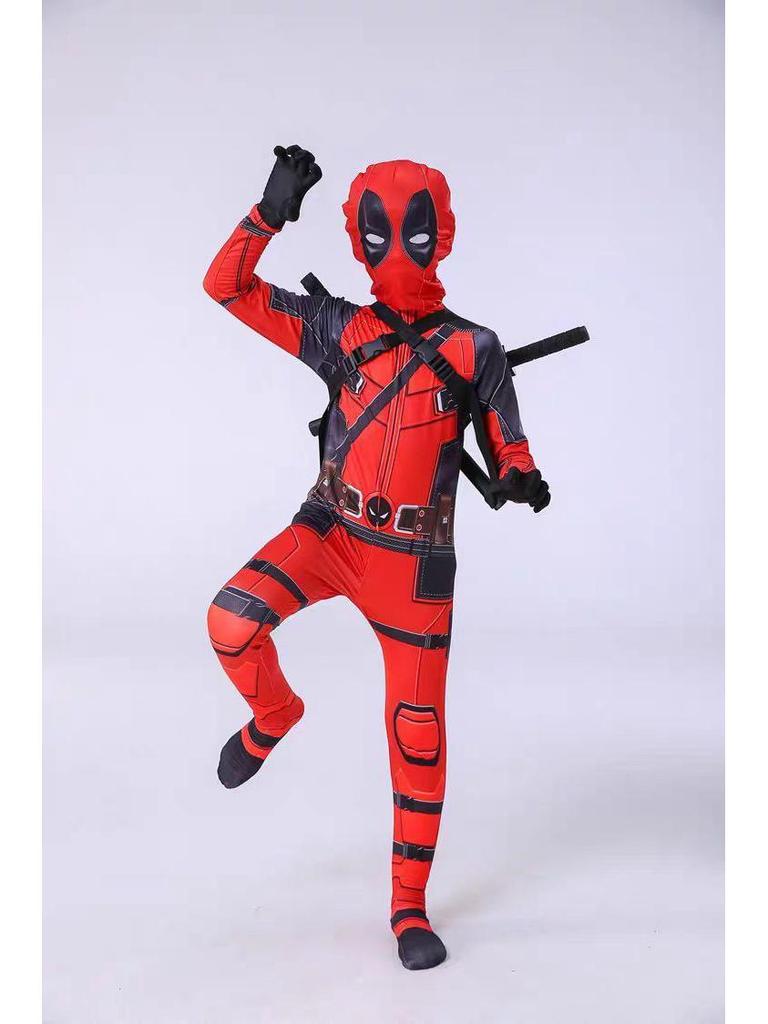 Kids' Deadpool Cosplay Jumpsuit Costume - Anime Style Performance Outfit