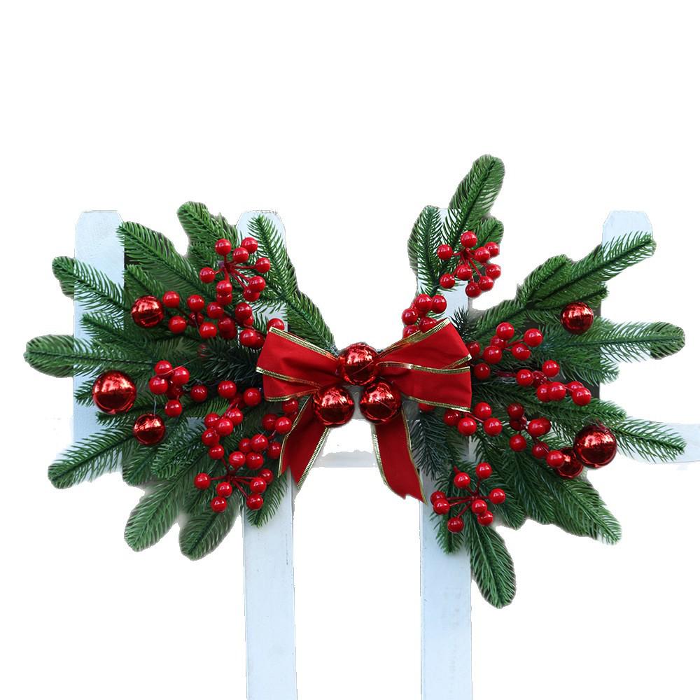 Festive Christmas Pine & Berry Door Hanging with Gold Bow