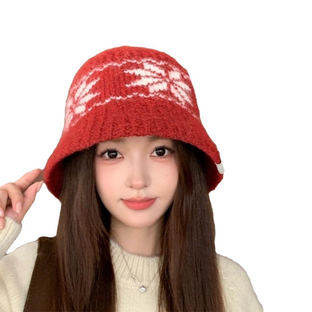 Jacquard Knitted Bucket Hats Autumn Winter Basin Cap Fashion Fisherman Cap Outdoor