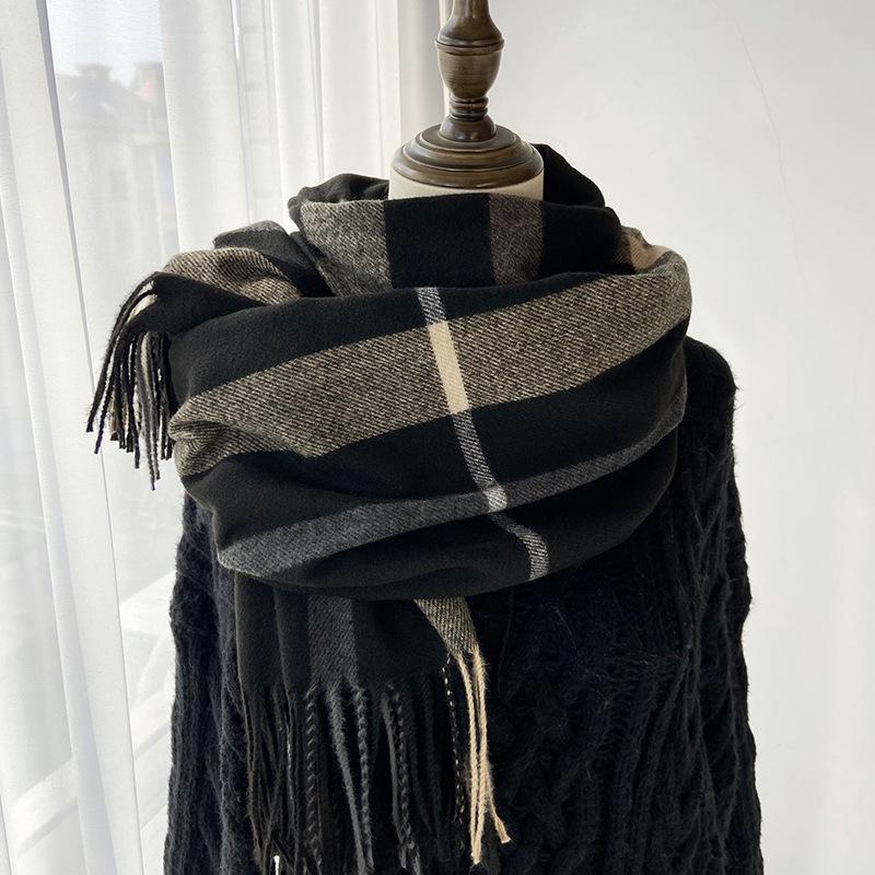 Scarf Women's Winter New Plaid Printing Tassel Imitation Cashmere Scarf Fashion Warm Shawl Scarf