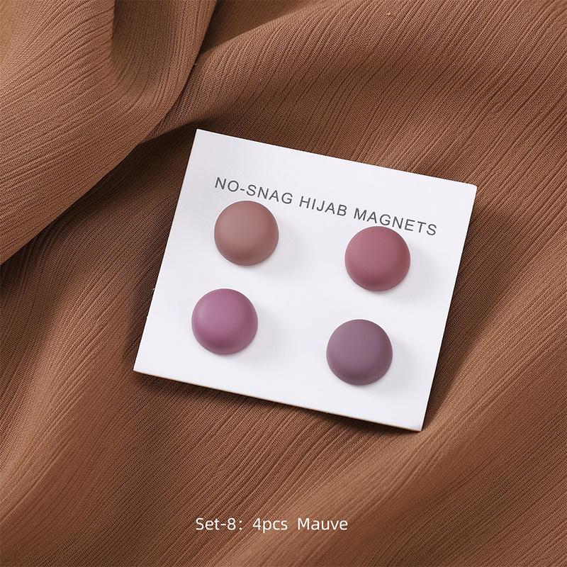 4Pairs / Card Matte Magnet Hijab Pins for Muslim Ramadan Headscarf Women Shawl Strong Magnetic Button Headscarf Magnetic Brooch