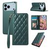 For iPhone 17 Pro Case RFID Blocking Wallet Stand Rhombus Leather Phone Cover with Wrist Strap