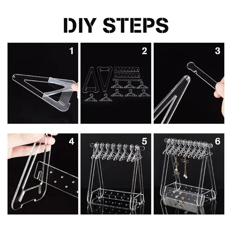 Coat Hanger Acrylic Earrings Stand Organizer Hanger Shape Tabletop Jewelry Display Holder for Earring Ear Stud Organize