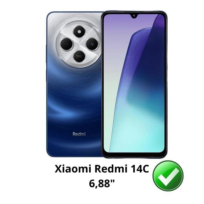 Hülle - Phonillico® - Xiaomi Redmi 14C - Geldbörse Schwarz - Lederoptik - Semi-hart