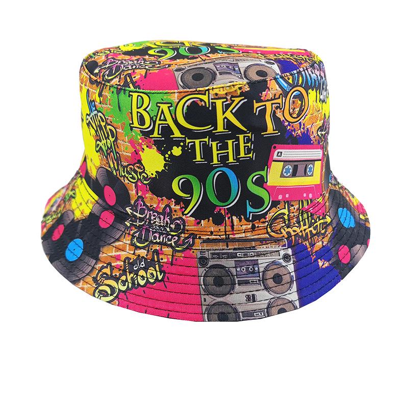 Graffiti Fisherman Hat: Retro, Double-Sided Sun Protection for Men & Women - All-Match Hip-Hop Bucket Style
