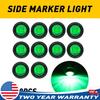 10X Green 0.75" Round LED Side Marker Clearance Truck Pickup Light Trailer Vans