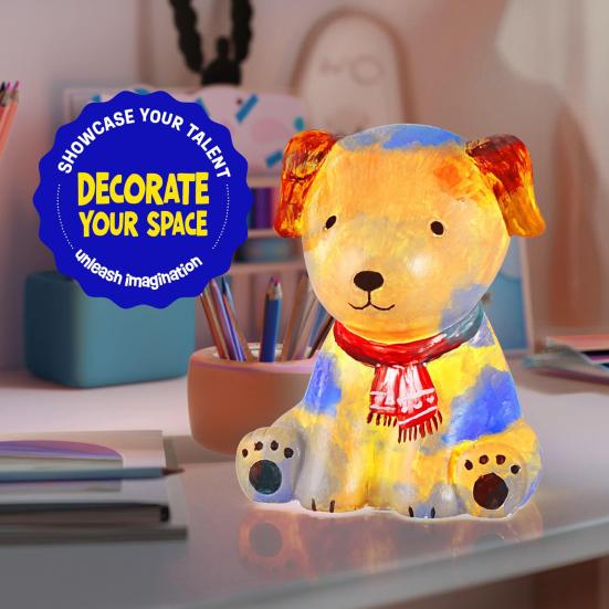 1 set dipingi il tuo kit di lampade per cani con 12 colori, pigmenti, pennelli, tavolozza, grembiule, bambini fai da te, pittura a colori, cucciolo, luce notturna, giocattolo educativo, artigianato